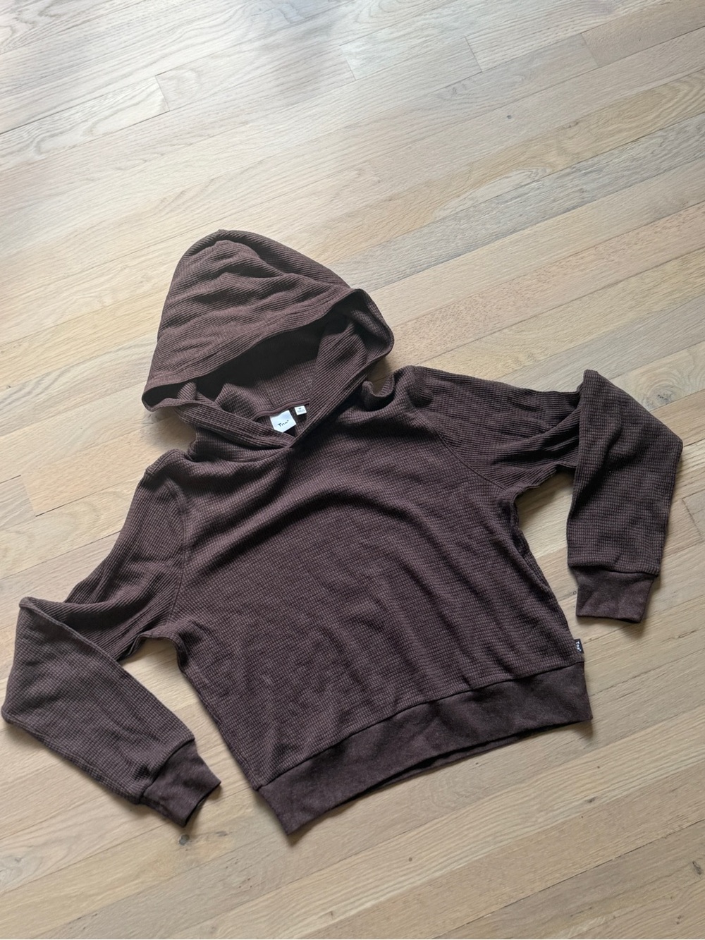 Aritzia TNA Brown Hooded Women’s Waffle Knit Pullover / Size M